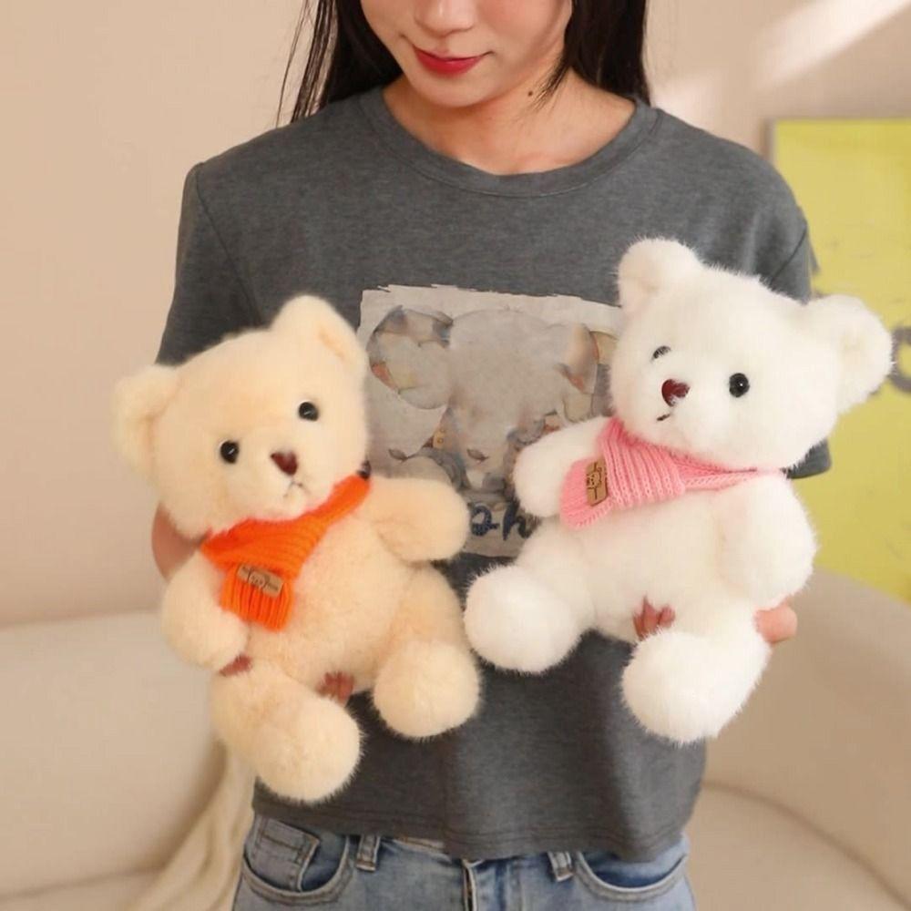 Cartoon Scarf Bear Soft Pillow Stuffed Scarf Bear Stuffed Dolls Bear Plush Toy Room Decor