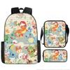 Elementary School Backpack Set 3-Piece Large Capacity Fashion Oxford Cloth Shoulder Bag