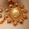 Metal Candle Urli with Stand Decorative Traditional Lotus Urli Tealight Holder for Home Decoration | Pooja | Event | Fastivals | Set of 3