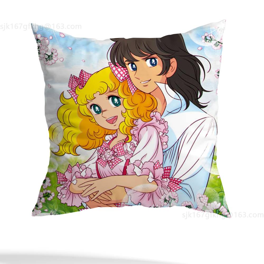 C-Candy Süßigkeit Anime Kissenbezug Anti-Milben Kissenbezug Unsichtbarer Reißverschluss seidiger kurzer Plüsch Sofakissenbezug