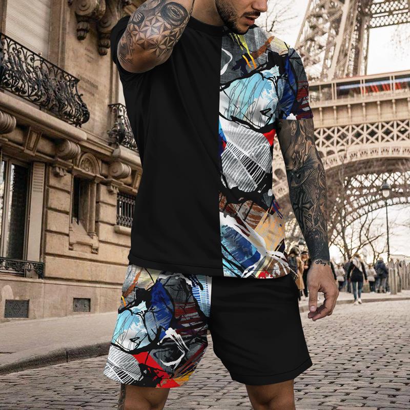 3D Digitaldruck T-Shirt Teenager Herren Kurzarm Anzug Vielseitig Atmungsaktiv