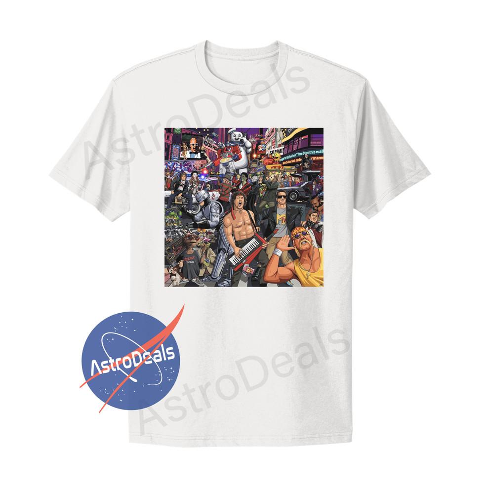 Classic 80s Pop Culture Retro Mashup T-Shirt White Unisex T-Shirt XXXL