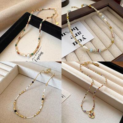 Luxurious Agate & Pearl Crystal Necklace - Ethnic Style Clavicle Chain