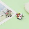 Cupid's Arrow White Cat Cartoon Ribbon Brooch
