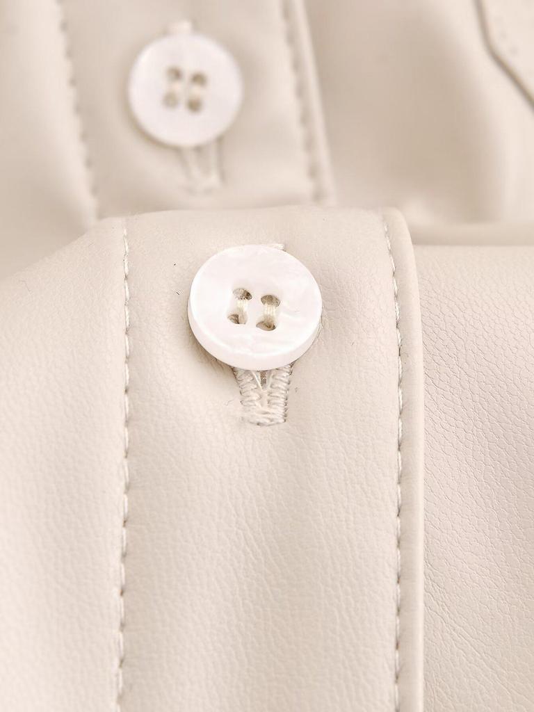 2024 Women's European & American Style Slim Fit Faux Leather Shirt