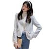 2024 Spring Women's Houndstooth Chic Single-Breasted Long-Sleeve Cardigan Jacket