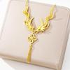 Dragon & Phoenix Fortune Knot Tassel Necklace - Vietnamese Sand Gold, Retro, Long-lasting Color Retention