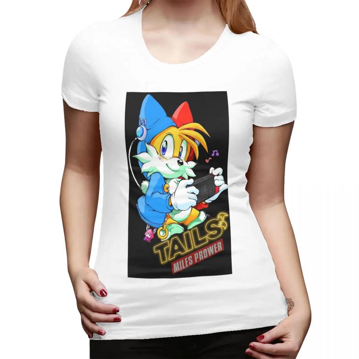 Sonic The Hedgehog Miles Tails Prower TShirt for Women Crew Neck Streetwear T Shirts Womens Short Sleeve Summer Clothes Tops S