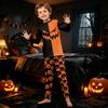 Family Matching Halloween Printed Pajama Sets with Long Sleeves and Pants for Couples and Kids