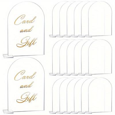 1 Satz 5 Stück leere Acryl-Platzkarten mit Sockeln - Wiederverwendbar für Hochzeiten, Bankette & Geschäftsveranstaltungen