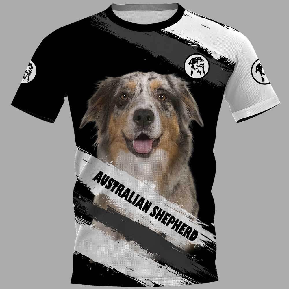 Sommer Rundhals 3D Hundeaufdruck Top Modische Lässige Kurzarm Herren T-Shirts