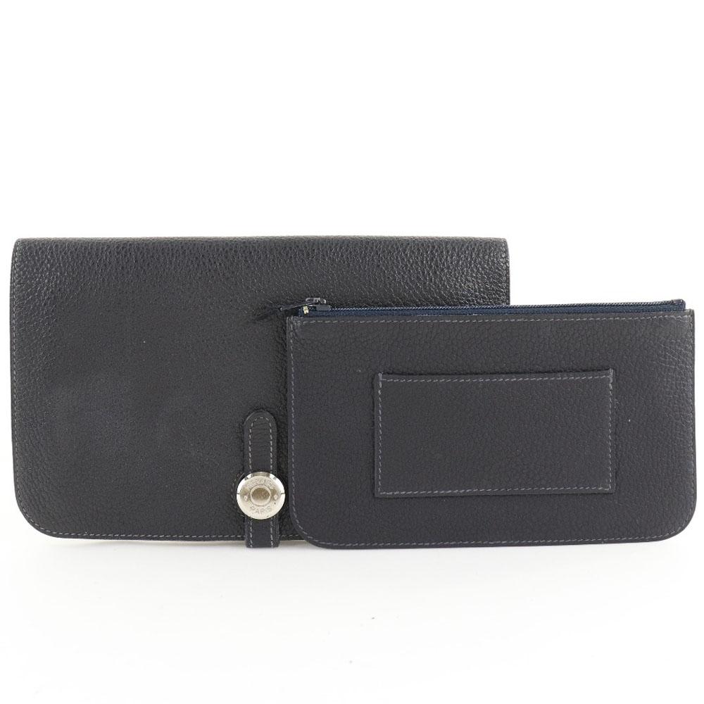 HERMES Dogon GM Purse Navy blue Togo unisex Used