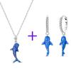 Original 925 Sterling Silver Charms Blue Luminous Whale Shark Pendant Earrings Necklace Bracelet For Women Jewelry Set Gift