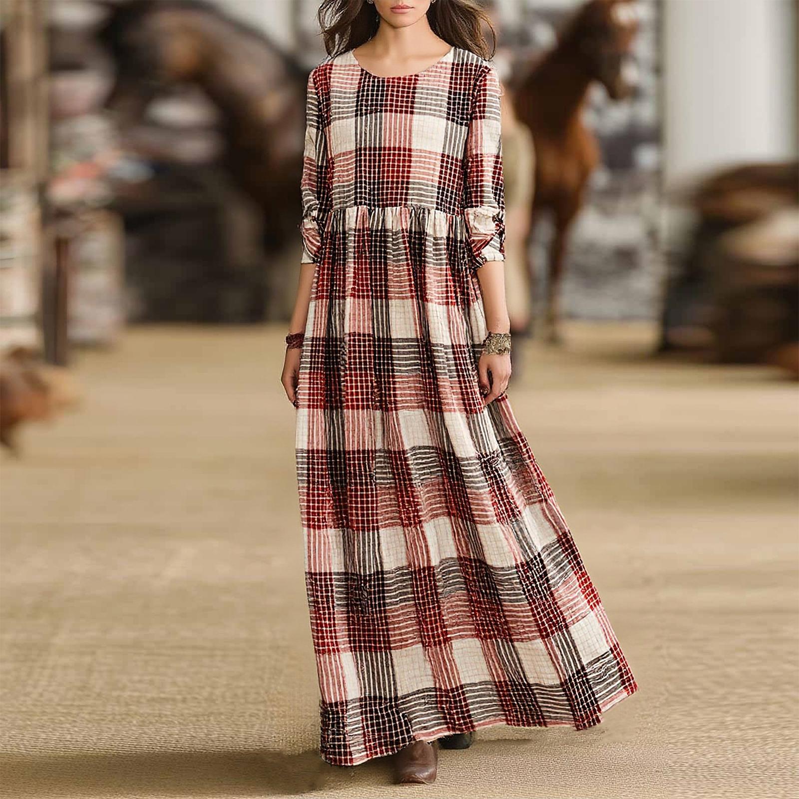 Женское элегантное платье-рубашка в клетку с длинным рукавом, модное платье с воротником-рубашкой в клетку XL жёлтый