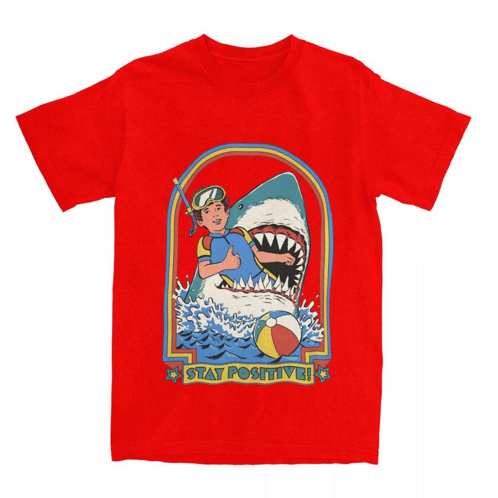 Unisex Womens Vintage Horror Humor Stay Positive T Shirts Accessories S S Nostalgia Humorous Cotton Tops Tshirt