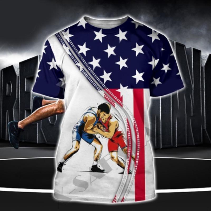 Sport Summer Men'S T-Shirt Wrestling Taekwondo Casual Sport O Collar Quick Dry Loose Short Sleeved Fashion Street Fitness Top