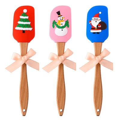 Silicone Bois Ustensile de Cuisine Spatule Manche Beurre Cadeau de Noël