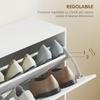 Space-Saving Wooden Shoe Rack, 4 Drop-Down Drawers, 16-24 Pairs, 120x24x81cm, White