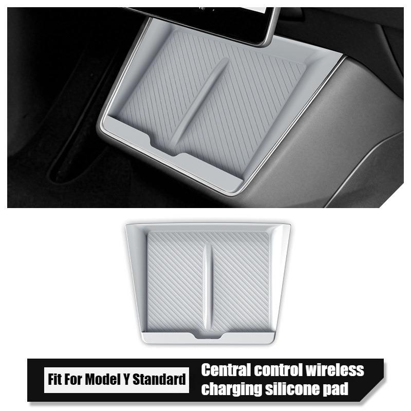 Central Control Wireless Charging Silicone Pad For Tesla Model Y 2025 2026 Standard Car Auto Car Anti-Slip Dustproof Pad Tray