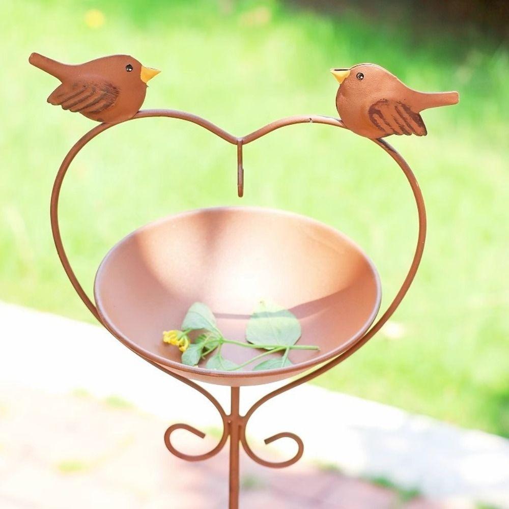 Retro Bird Feeder Ground Plugin Decorative Bird Feeding Dish Crafts Bird Water Bowl  Drinking