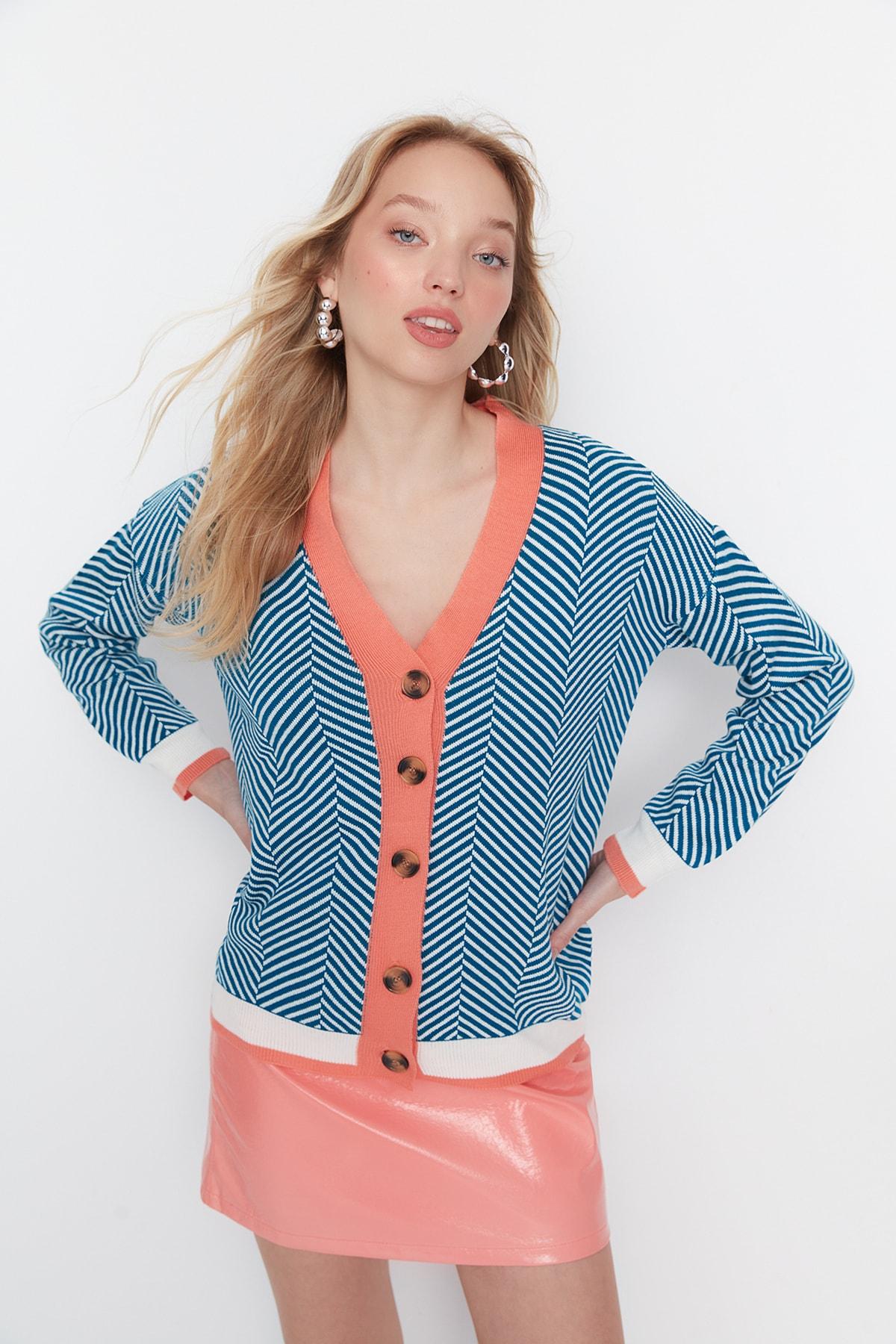 

Кардиган из жаккардового трикотажа Petrol Color Block TWOAW22HI0511..