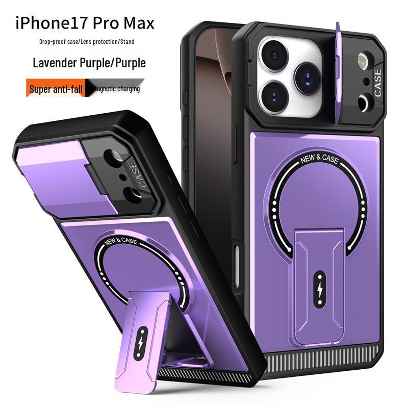 

Cross-Border iPhone 17 Pro Max Case: Mecha Bracket, Lens Cover, Magnetic Shockproof, Hard Shell iPhone 13 Pro Max
