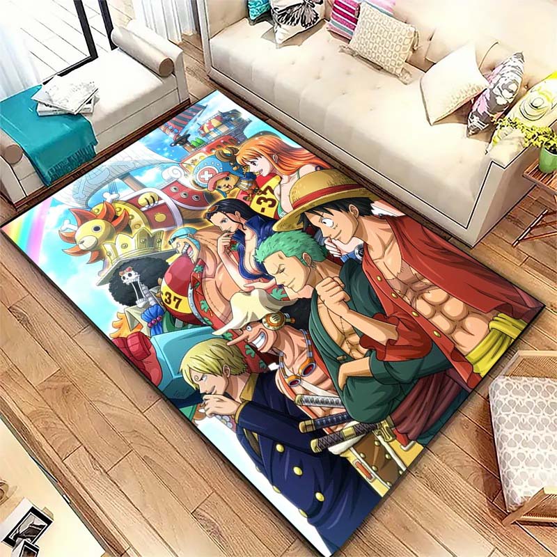 One Piece Straw Hat Pirates Square Floor Mat Living Room Bedroom Decor,Cartoon Welcome Mat