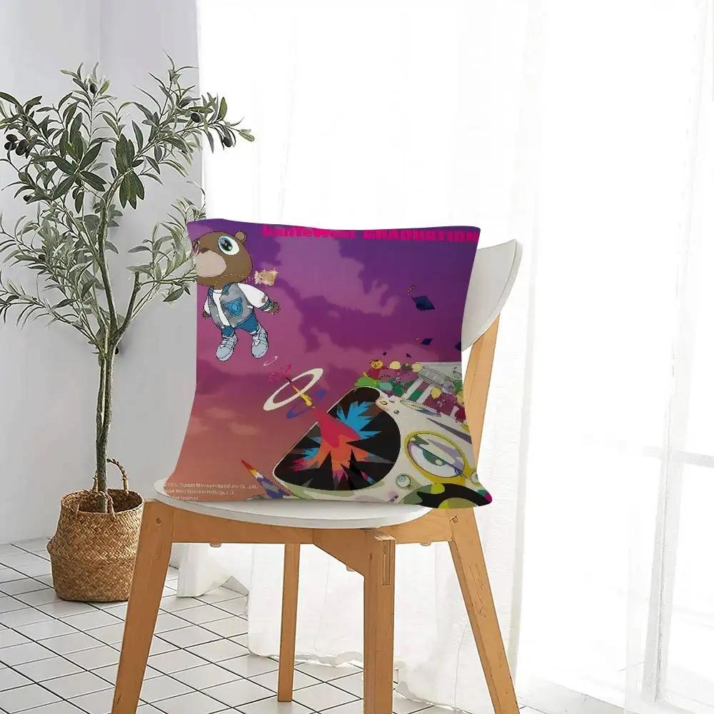 K-Kanye W-West Graduation Cushion Cover Pillowcase Upholstery Sofa Throw Pillow Home Decor Pillowcas