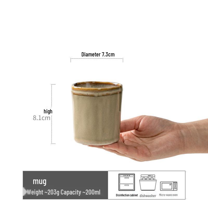 Set di Tazze da Tè in Ceramica Senza Manico Stile Vintage – Tazze Rustiche per Caffè e Acqua di Ispirazione Giapponese