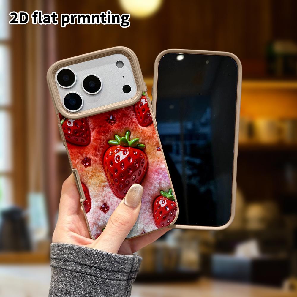 Phone Case: Lambskin 2D Flat Samsung Galaxy A34 A35 M05 M06 S20 S22 S21 FE Plus 5G Protective Case, Plush Strawberry, Christmas and Halloween Gift