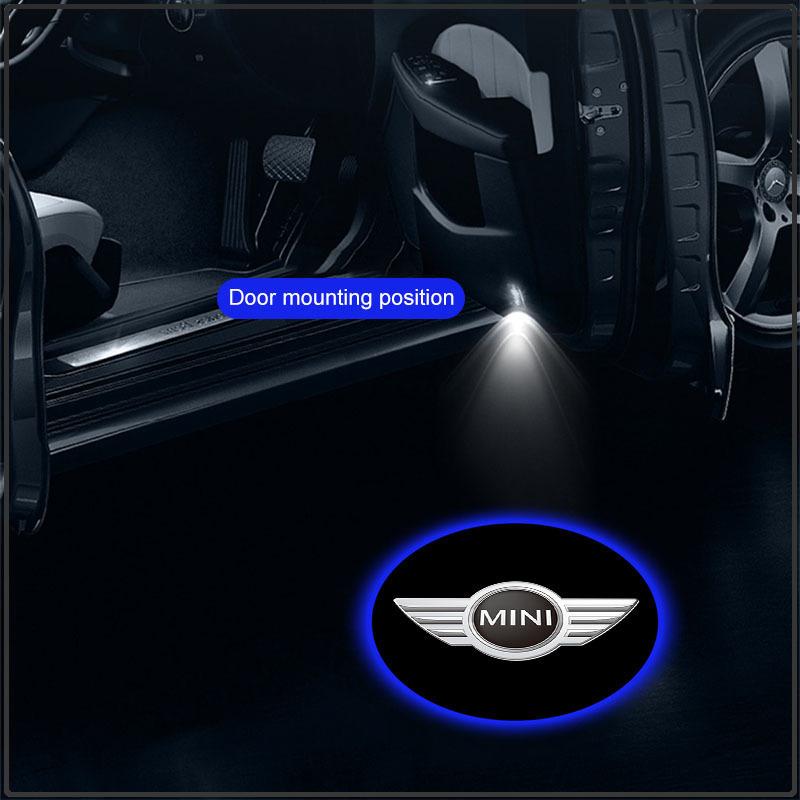 2 Stück Welcome LED-Licht Auto Türplakette Kabelloser HD-Projektor für MINI Cooper F54 F55 F56 R56 R60 Roadster Clubman Coupe