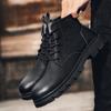 Men Leather Ankle Boots Lace Up Work Boots Durable Non Slip Soles Retro Casual Motorcycle Boots Suitable for Autumn Winter Wear