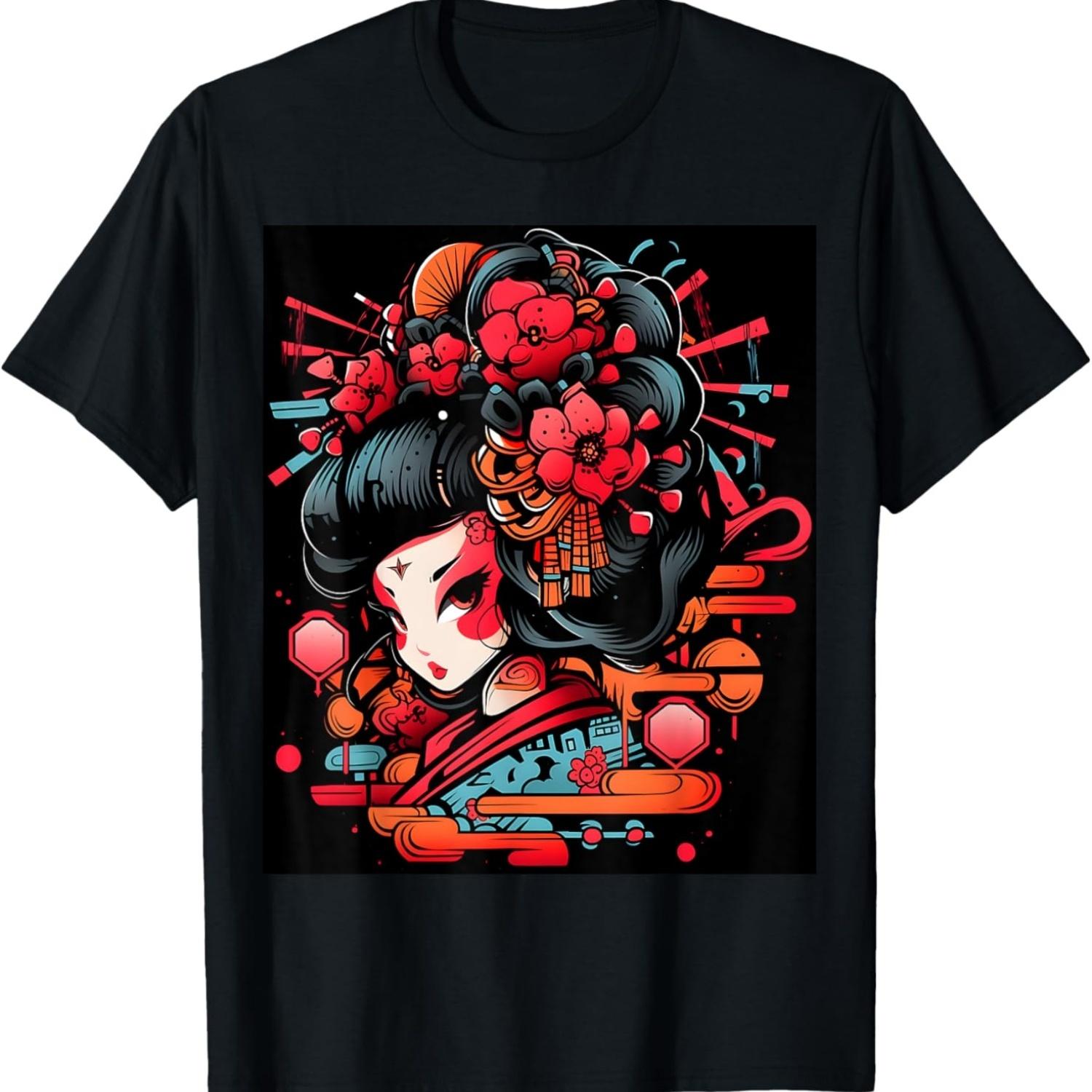 Geisha Grace on Display_ Mesmerizing Graphic T-Shirt S чёрный