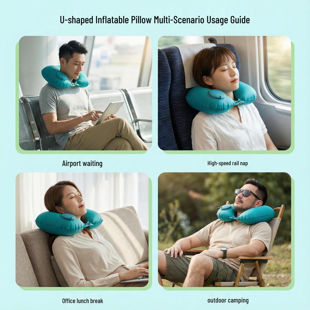 Inflatable U-Shaped Neck Pillow for Travel and Outdoor Use