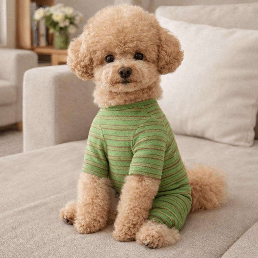 Comfortable Dog Striped Jumpsuit Four-legged Dog Pajamas Pet Belly Cover  Daily Wear