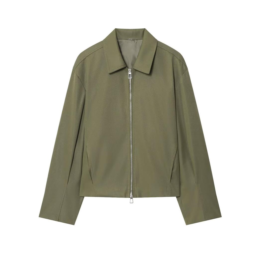 Women's Solid Color Fashionable Sleeve Long Sleeved Zipper Casual Top  Jacket Jacket