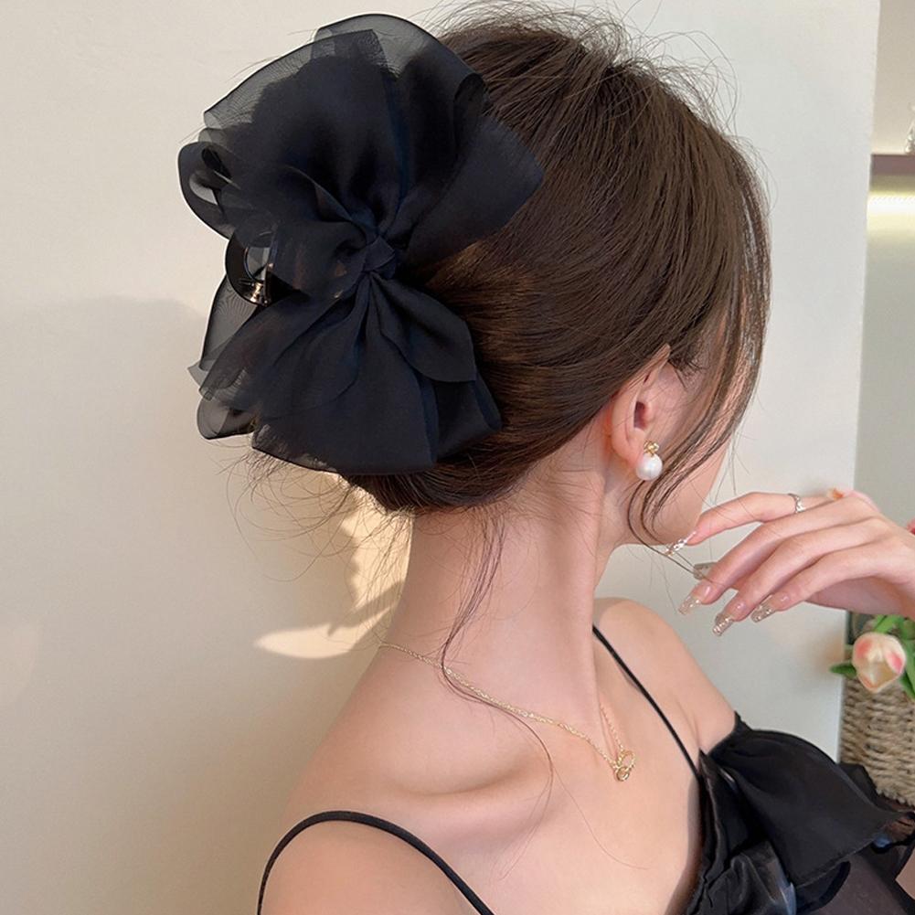 New Sweet Mesh Tulle Bow Hair Clips Solid Color Bowknot Hair Clips For Women Girls Barrettes Claw Clip Kids Hair Accessories