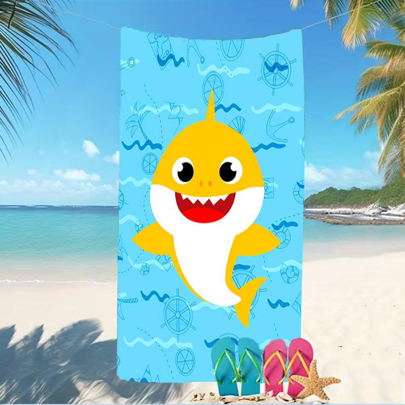 Beach Towel with B-Baby Shark Pattern - soft,absorbent,machine washable Lightweight&Modern,swimming,Travel Essentials