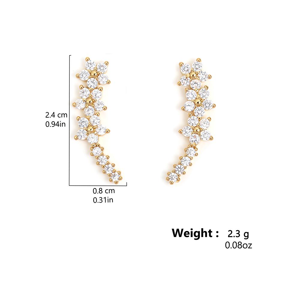 ZAKOL Exquisite Shiny Zircon Mini Flowers Stud Earrings for Women Sweet Female Pierced Ear Accessories Party Zircon