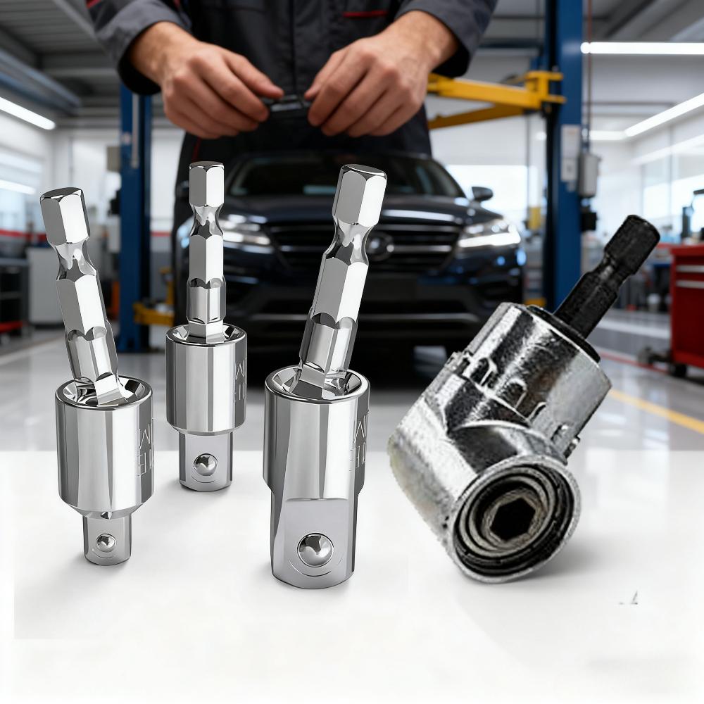 

360 degree Wind Batch Link Rod 1/4 3/8 Electric Wrench Hexagonal Handle to Square Head Socket Conversion Link Rod серебряный