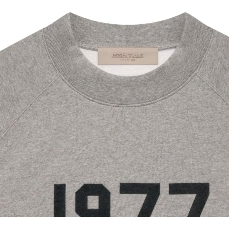 Fear of God Essentials 1977 Series SS22 Crewneck With Digital Logo Print Fleece Sweatshirt Unisex Tops Dark-Oatmeal FOG-SS22-389