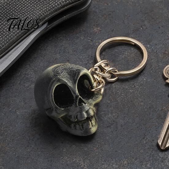 Matte Skull Sculpture 3D Printed Cute Keychain, Artistic Tabletop Ornament with Finish, Creative Bag Charm Light Luxury Home Decor Key Ring