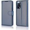 TECHGEAR Leather Wallet Case for Oppo A16s - Blue PU Leather, Magnetic Closure, 3 Card Slots + Cash Pocket, Stand & Wrist Strap (HJ8U)