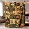 2026 Latest Flannel Blanket | Vintage Floral Patchwork, Soft Flannel, All-Season Cozy Throw for Couch, Bed, Sofa & TV Room | Ideal for Birthday, Anniv