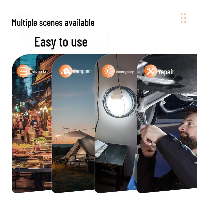LED Emergency Light Bulb - Outdoor USB Rechargeable for Camping, Street Stalls, and Night Markets