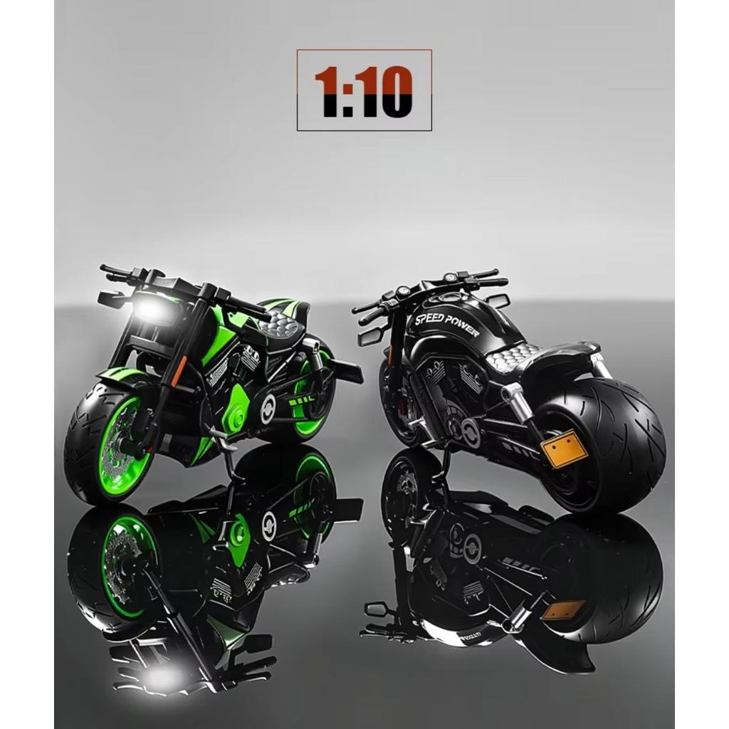 Simulation 1/10 Alloy Harley Vintage Motorcycle Model with Sound and Light Diecast Toy Motorbike Collection Miniature Voiture
