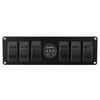 6 Gang Red LED Rocker Switch Panel with Voltmeter for Car RV Boat Yacht Marine 12V-24V