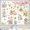 Easter Eggs Window Cling Stickers Spring Cartoon Bunny Plants Glass Decals PVC Static Reusable Party Holiday Home Room Decor Festival Wall Display