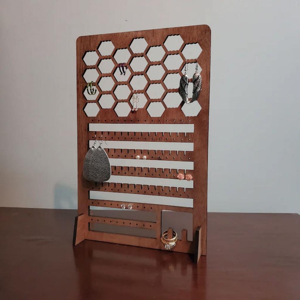 Pegboard Jewelry Display Wood Standing Accessory Organizer Screen Countertop Display- Perfect for Jewelry and Other Small Accessories