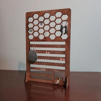 Wood Standing Pegboard Jewelry Display Accessory Organizer Screen Countertop Display- Perfect for Jewelry and Other Small Accessories